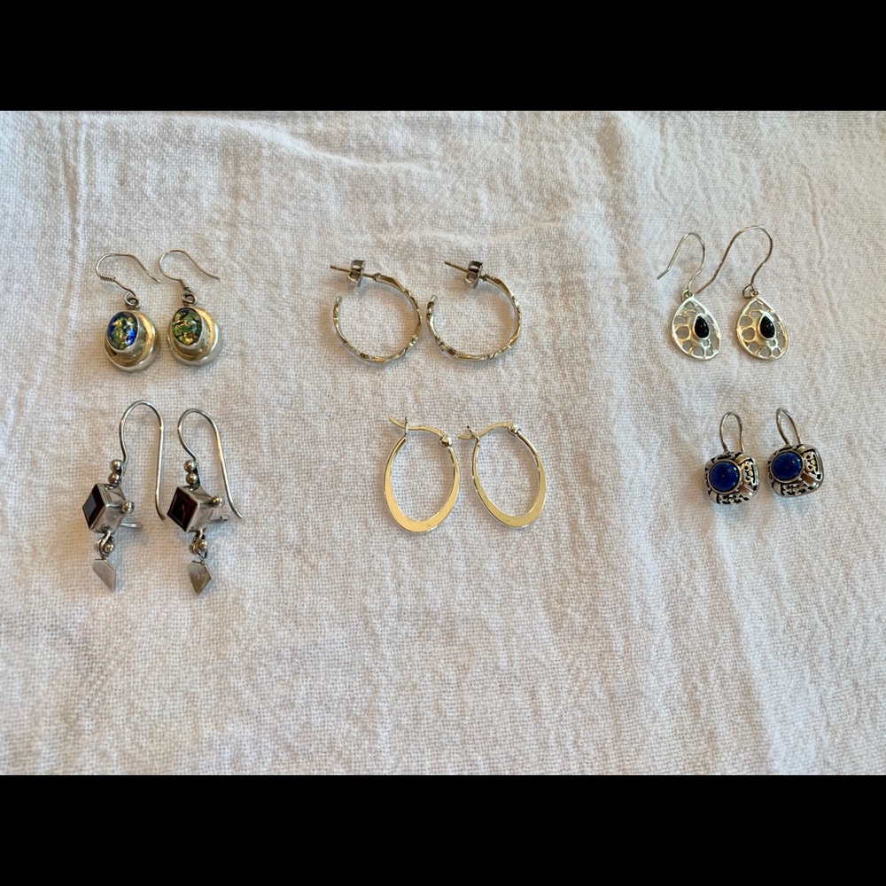 Six Pair REAL Sterling Silver Earring Bundle
